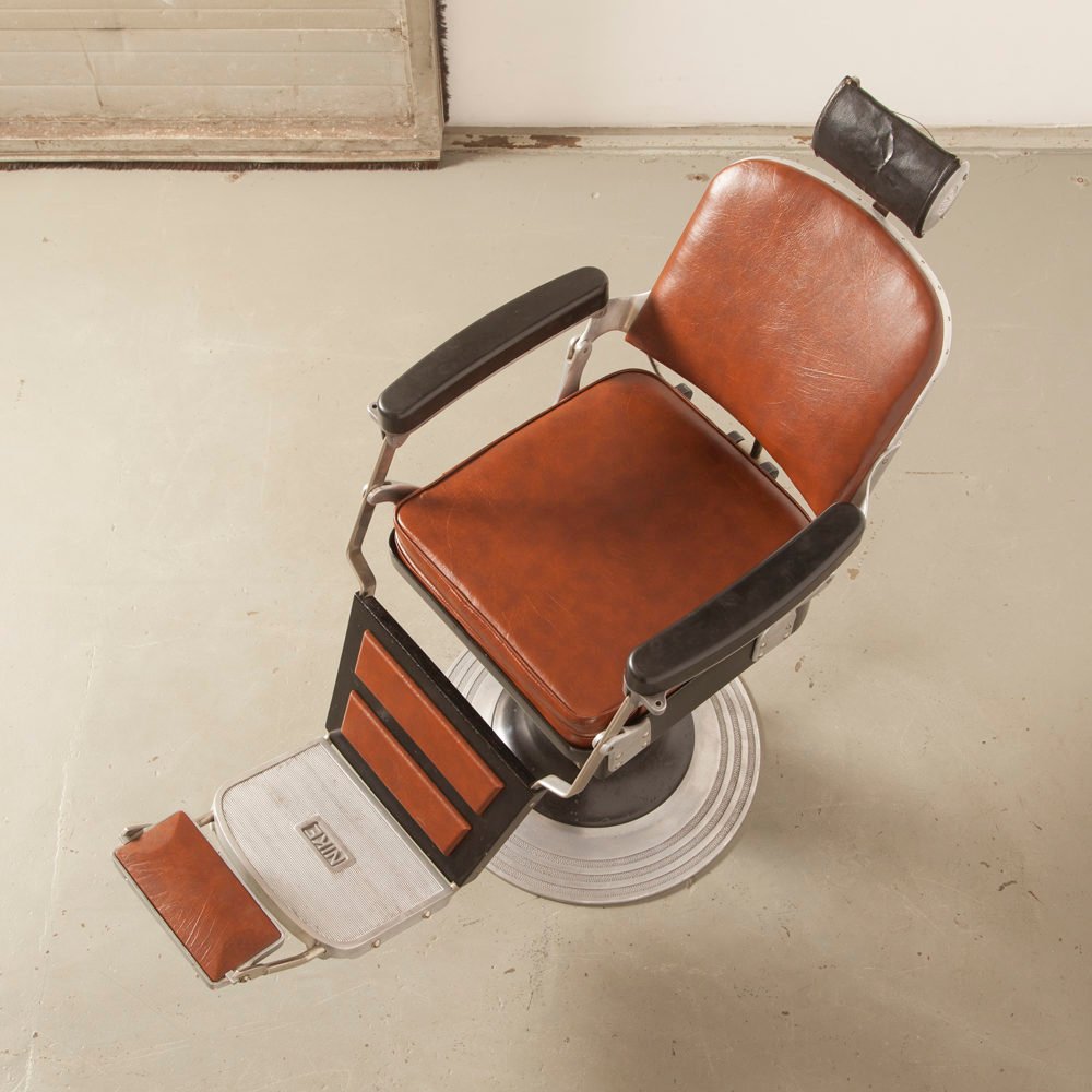 Black & Brown Skai Barber’s Chair from Nike, 1940s